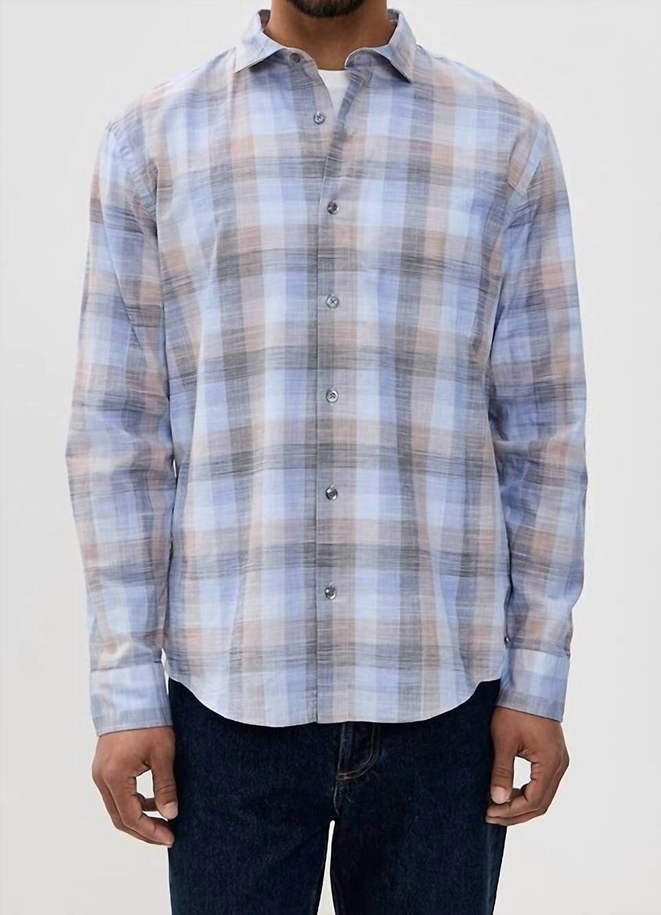 NEW BILLY REID check hutcheson sport shirt in blue multi
